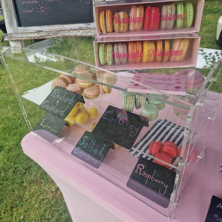 Colourful Macaron display at a market