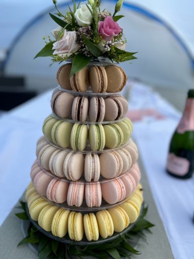 Pastel Rainbow Wedding Macaron Tower