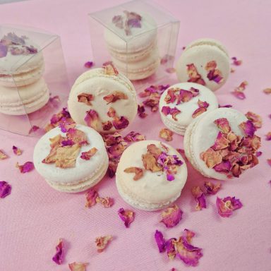 Wedding Favours, White with Pink Rose Petals